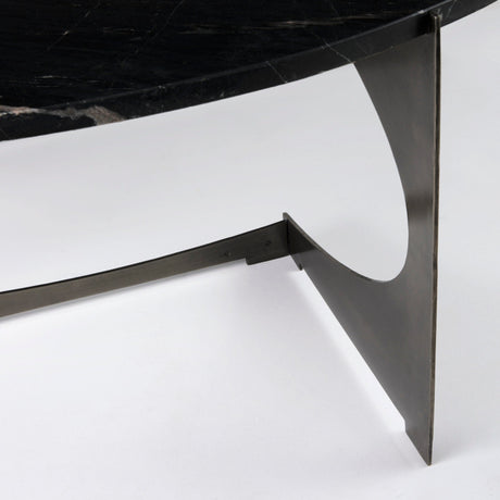 Reinhold III Black Marble Top Iron Coffee Table by Mercana at Eve Furniture