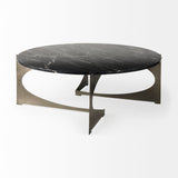 Reinhold III Black Marble Top Iron Coffee Table by Mercana at Eve Furniture