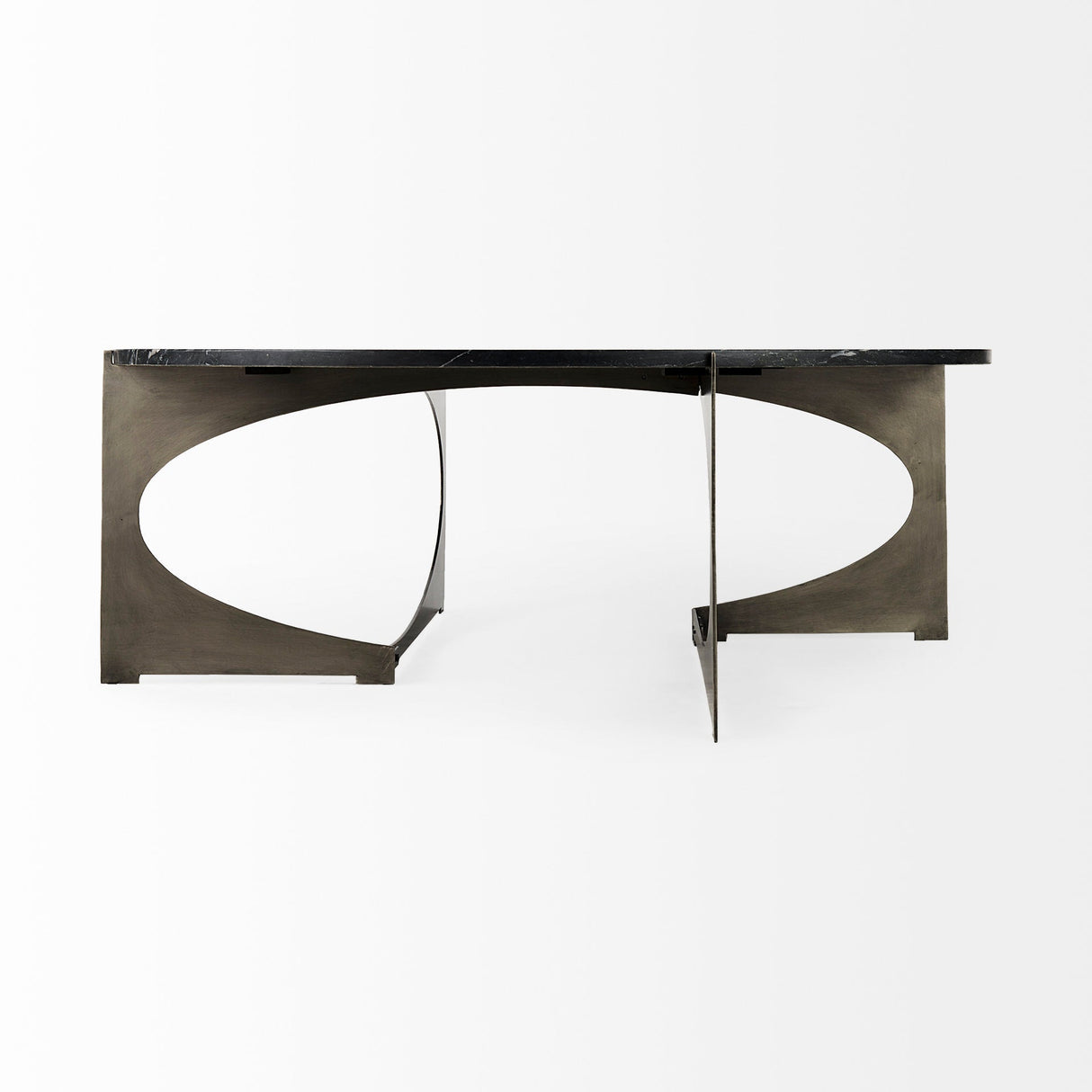Reinhold III Black Marble Top Iron Coffee Table by Mercana at Eve Furniture