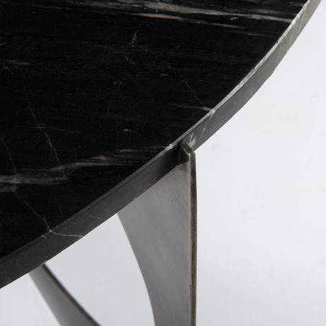 Reinhold III Black Marble Top Iron Coffee Table by Mercana at Eve Furniture