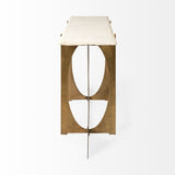 Reinhold IV 59L x 16W White Marble Top Gold Metal Base Console Table by Mercana at Eve Furniture