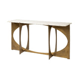 Reinhold IV 59L x 16W White Marble Top Gold Metal Base Console Table by Mercana at Eve Furniture