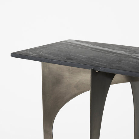 Reinhold IV Black Marble Top Iron Console Table by Mercana at Eve Furniture