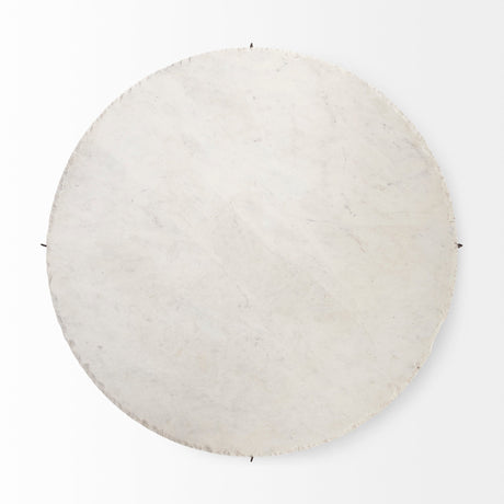Reinhold Round White Marble Top Gold Metal Base Coffee Table by Mercana at Eve Furniture