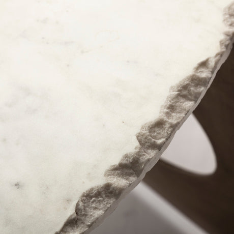 Reinhold Round White Marble Top Gold Metal Base Coffee Table by Mercana at Eve Furniture