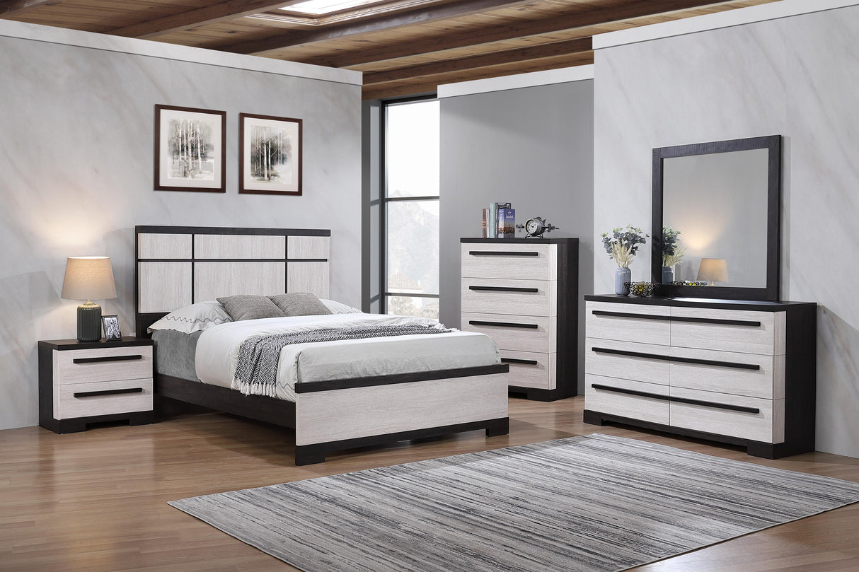 Remington Black and White King Panel Bed by Crown Mark at Eve Furniture