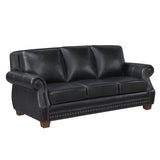 Remington Black Leather Reclining Sofa and Loveseat by Homelegance at Eve Furniture