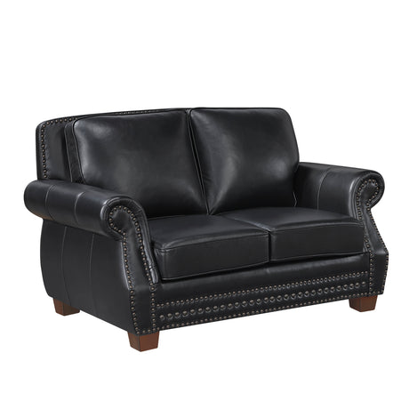 Remington Black Leather Reclining Sofa and Loveseat by Homelegance at Eve Furniture