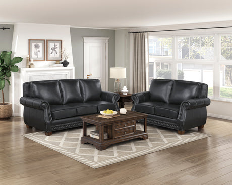 Remington Black Leather Loveseat by Homelegance at Eve Furniture