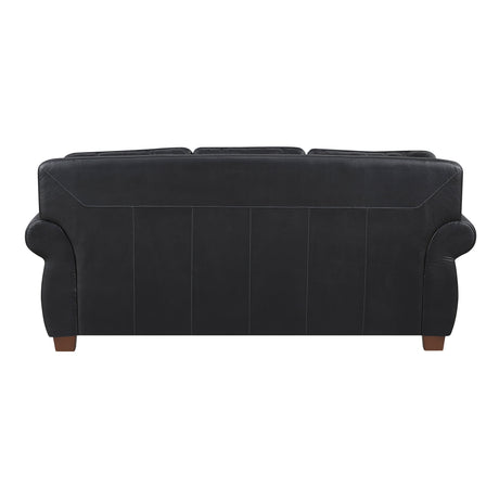 Remington Black Leather Reclining Sofa and Loveseat by Homelegance at Eve Furniture