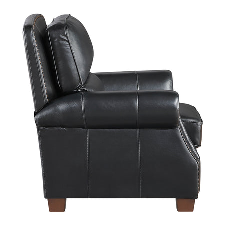 Remington Black Push Back Leather Reclining Chair by Homelegance at Eve Furniture