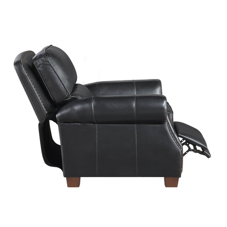 Remington Black Push Back Leather Reclining Chair by Homelegance at Eve Furniture
