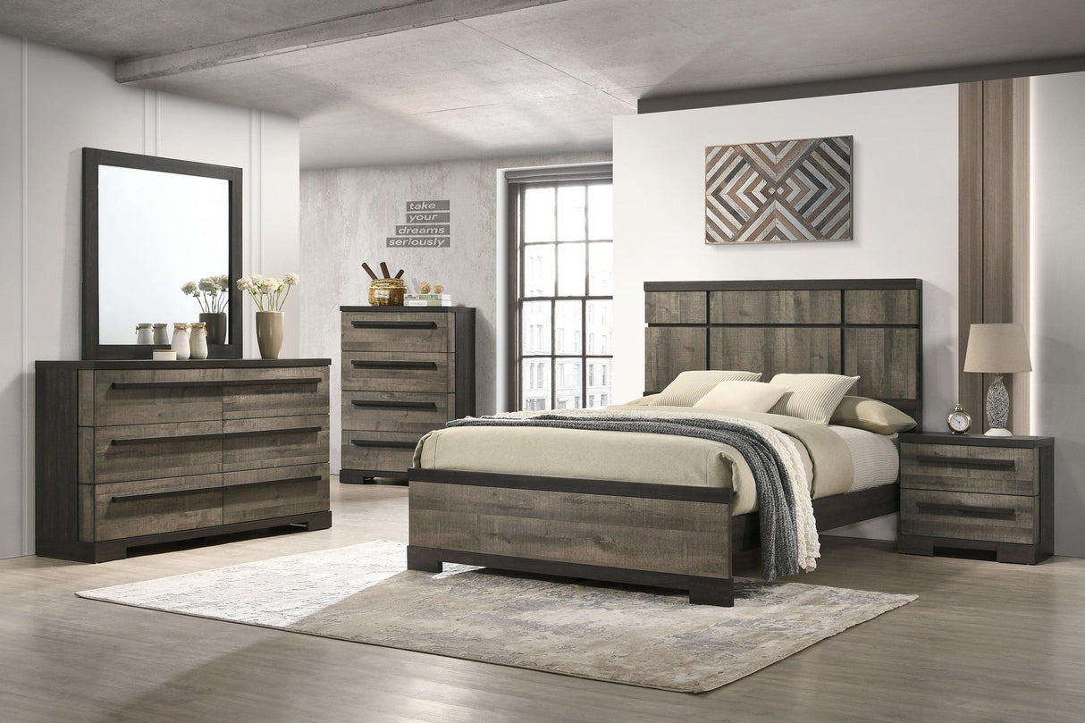 Remington Brown and Gray King Panel Bed by Crown Mark at Eve Furniture