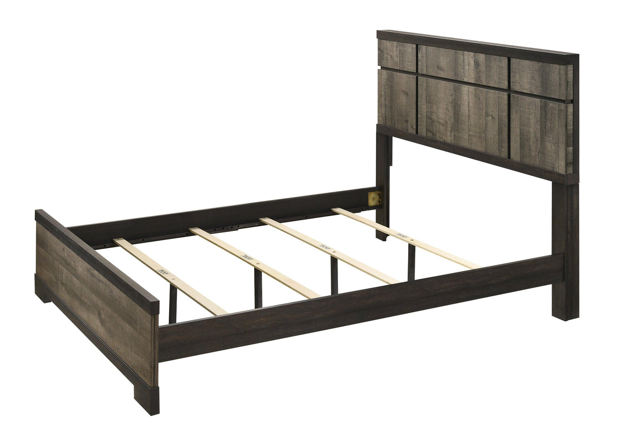 Remington Brown and Gray King Panel Bed by Crown Mark at Eve Furniture