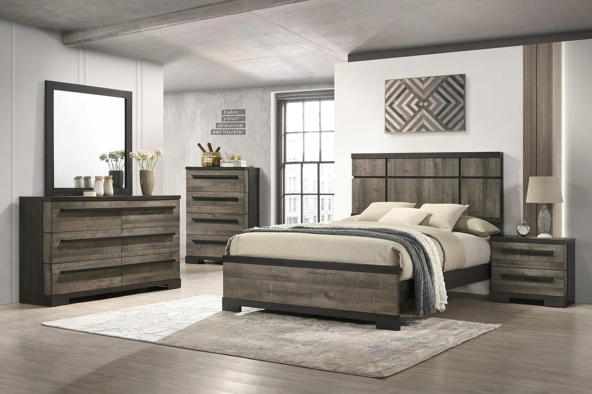 Remington Brown and Gray Queen Panel Bed by Crown Mark at Eve Furniture