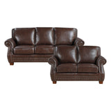 Remington Brown Leather Reclining sofa and Loveseat by Homelegance at Eve Furniture