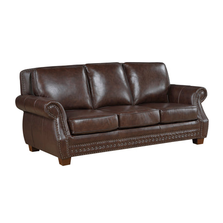 Remington Brown Leather Reclining sofa and Loveseat by Homelegance at Eve Furniture