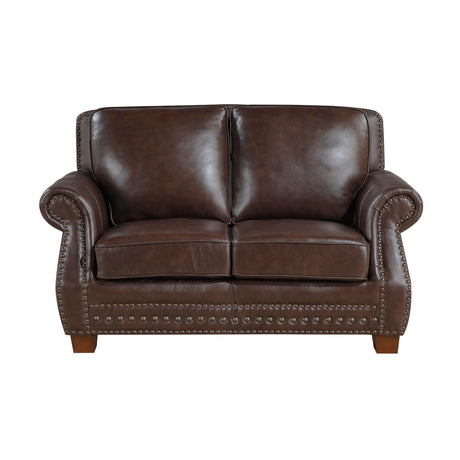 Remington Brown Leather Reclining sofa and Loveseat by Homelegance at Eve Furniture
