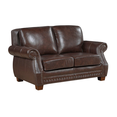 Remington Brown Leather Reclining sofa and Loveseat by Homelegance at Eve Furniture