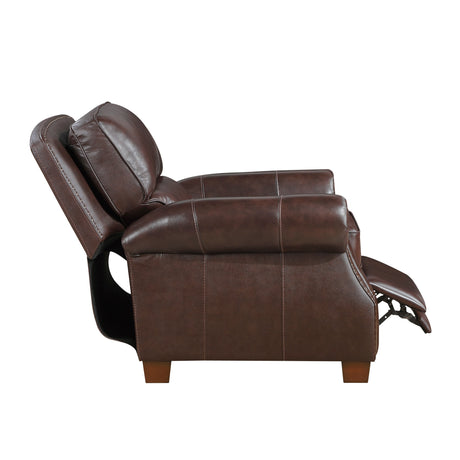 Remington Brown Push Back Leather Reclining Chair by Homelegance at Eve Furniture