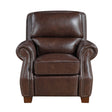 Remington Brown Push Back Leather Reclining Chair by Homelegance at Eve Furniture