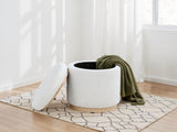 Remuda Ivory Boucle Upholstered Round Storage Ottoman by Coaster at Eve Furniture