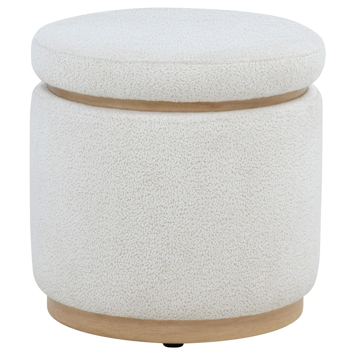 Remuda Ivory Boucle Upholstered Round Storage Ottoman by Coaster at Eve Furniture