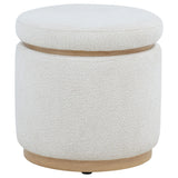 Remuda Ivory Boucle Upholstered Round Storage Ottoman by Coaster at Eve Furniture
