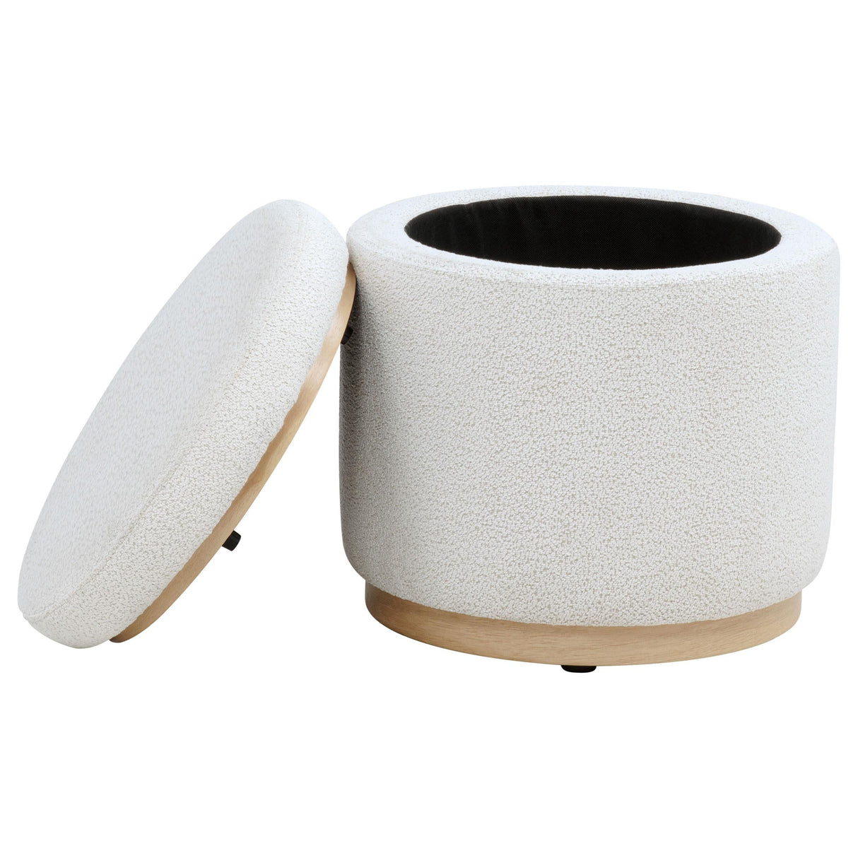 Remuda Ivory Boucle Upholstered Round Storage Ottoman by Coaster at Eve Furniture
