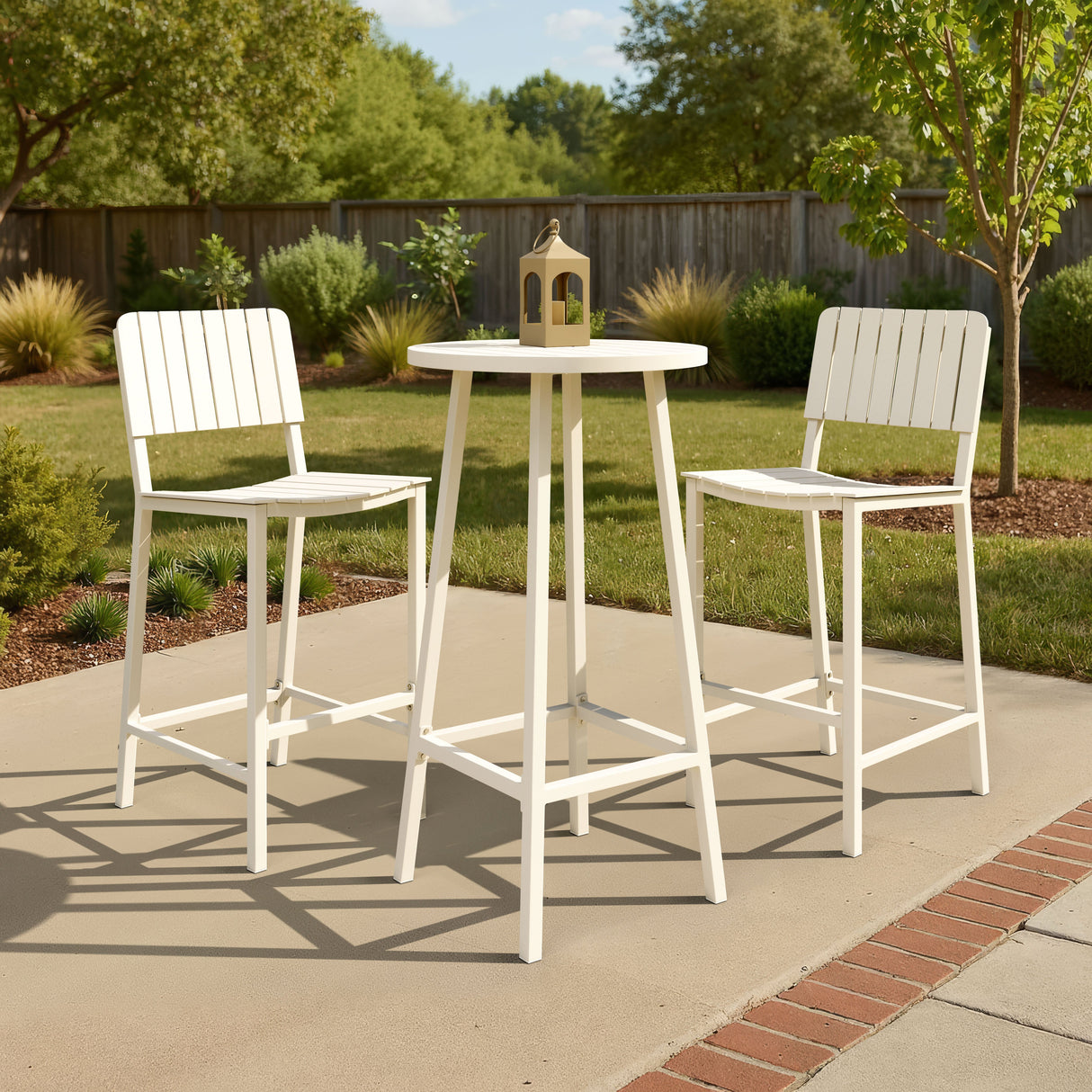 Ren White Outdoor Bar Table by Zuomod at Eve Furniture