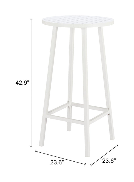 Ren White Outdoor Bar Table by Zuomod at Eve Furniture