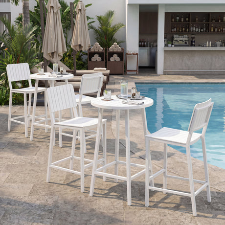 Ren White Outdoor Bar Table by Zuomod at Eve Furniture