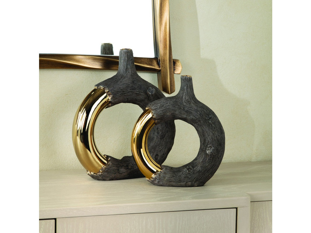 Renault Bronze/Gold 2 Piece Glazed Ceramic Vases by Crestview at Eve Furniture