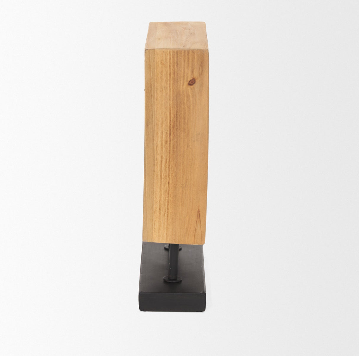 Renaya Light Brown Wood w/ Matte Black Metal Base Table Clock by Mercana at Eve Furniture