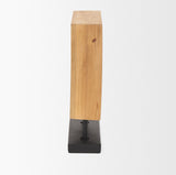 Renaya Light Brown Wood w/ Matte Black Metal Base Table Clock by Mercana at Eve Furniture