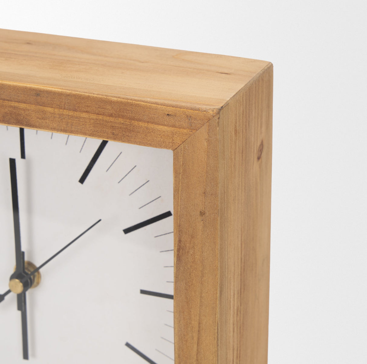 Renaya Light Brown Wood w/ Matte Black Metal Base Table Clock by Mercana at Eve Furniture