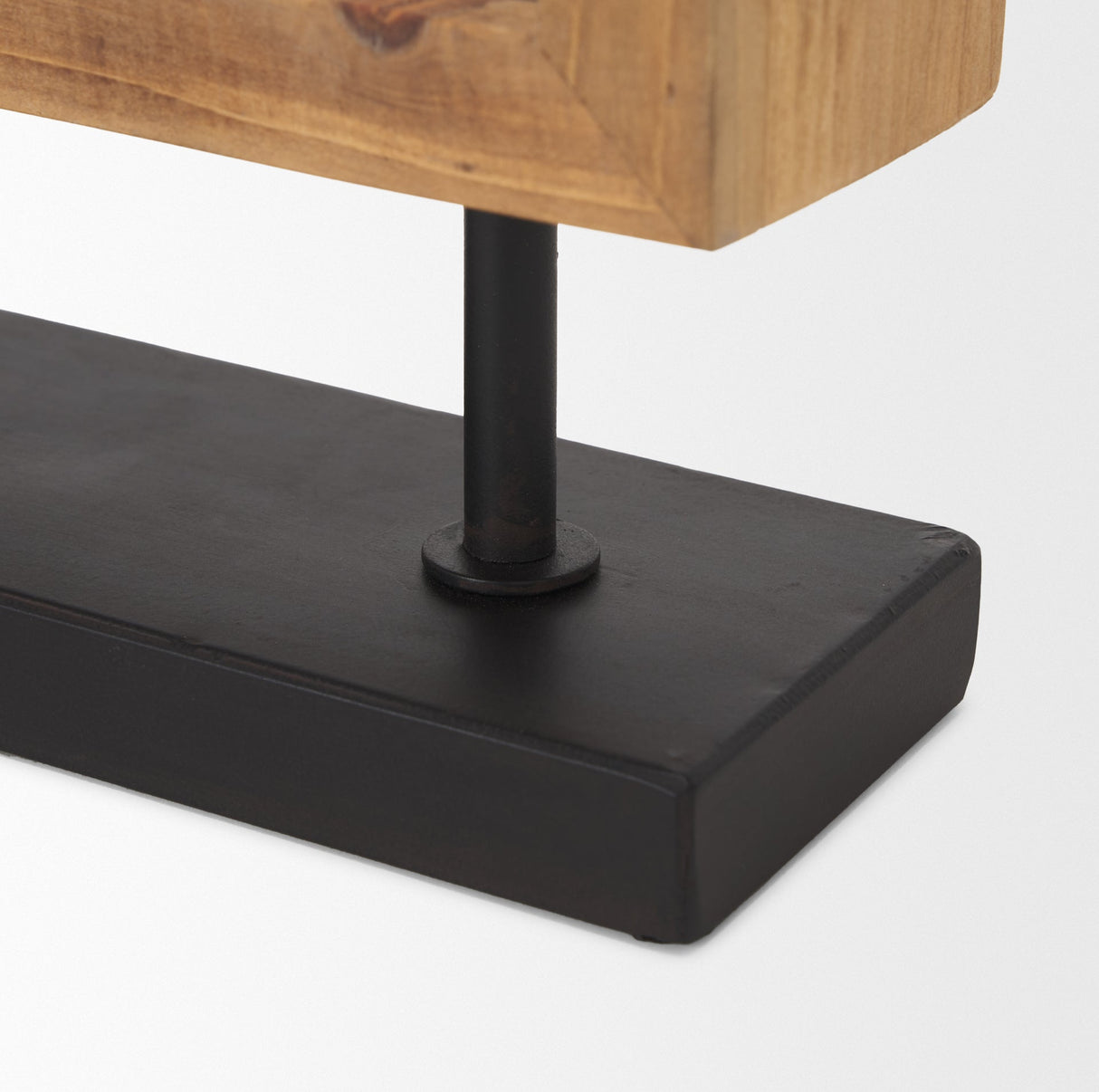 Renaya Light Brown Wood w/ Matte Black Metal Base Table Clock by Mercana at Eve Furniture