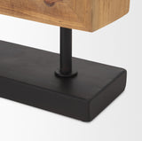 Renaya Light Brown Wood w/ Matte Black Metal Base Table Clock by Mercana at Eve Furniture