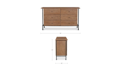 Rene 6 Drawer Dresser Brown by Moe's Home at Eve Furniture