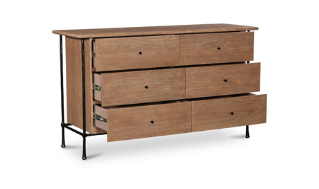 Rene 6 Drawer Dresser Brown by Moe's Home at Eve Furniture