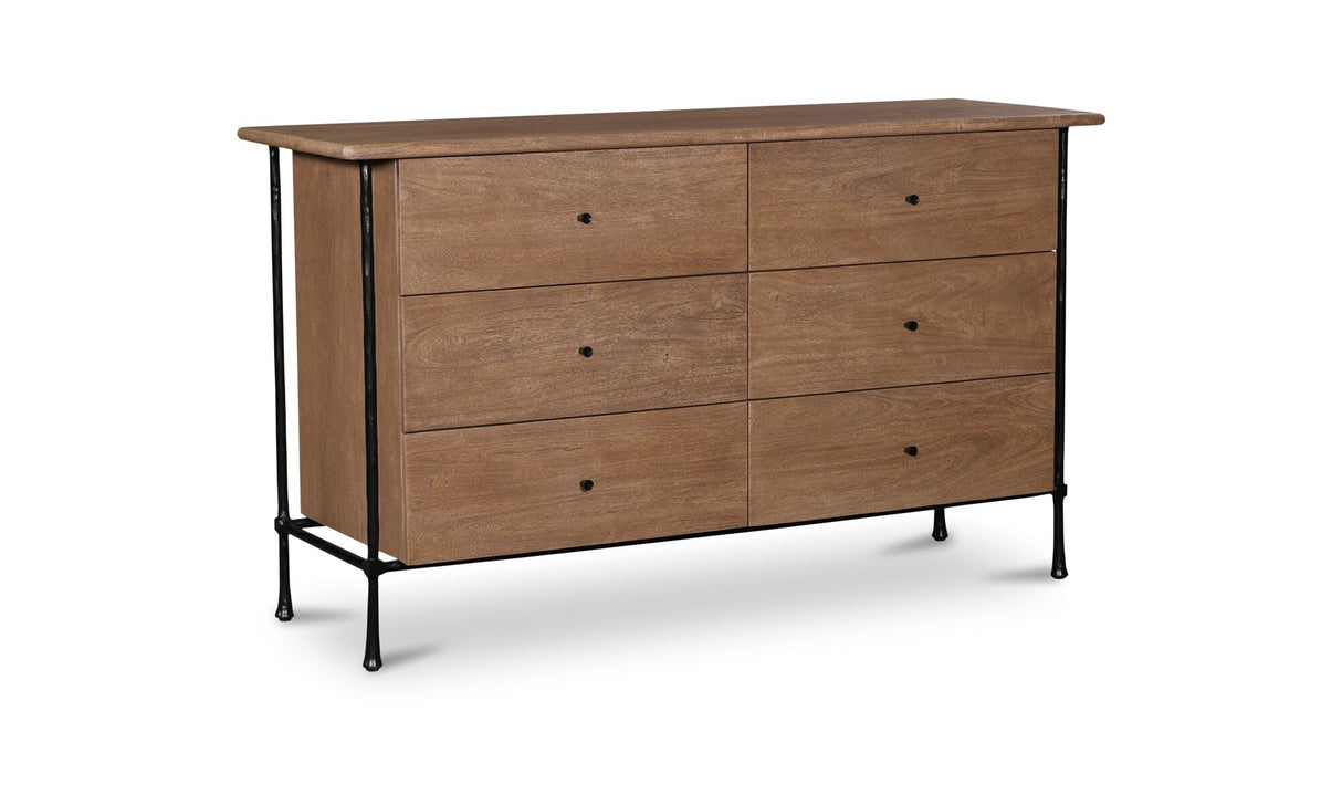 Rene 6 Drawer Dresser Brown by Moe's Home at Eve Furniture