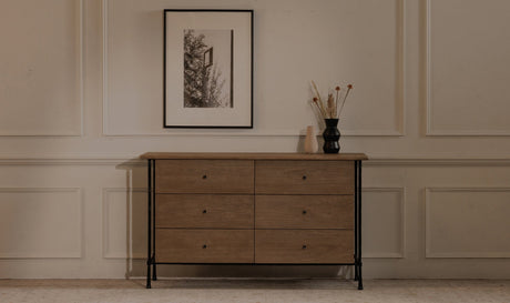 Rene 6 Drawer Dresser Brown by Moe's Home at Eve Furniture