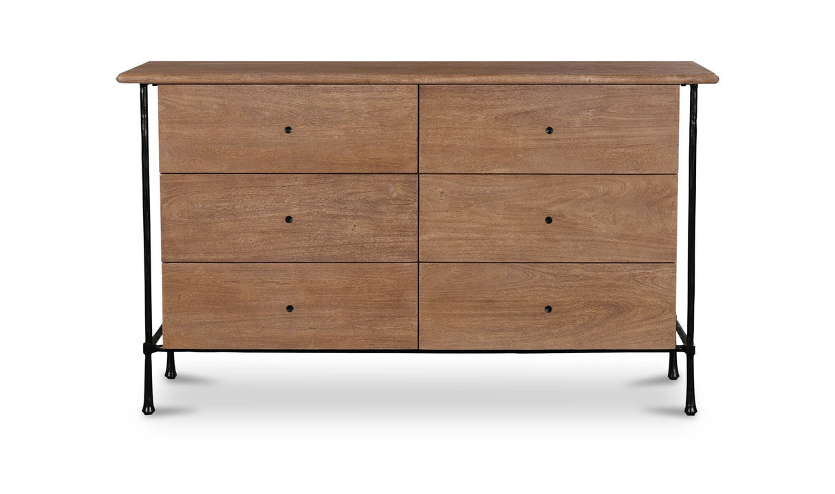 Rene 6 Drawer Dresser Brown by Moe's Home at Eve Furniture