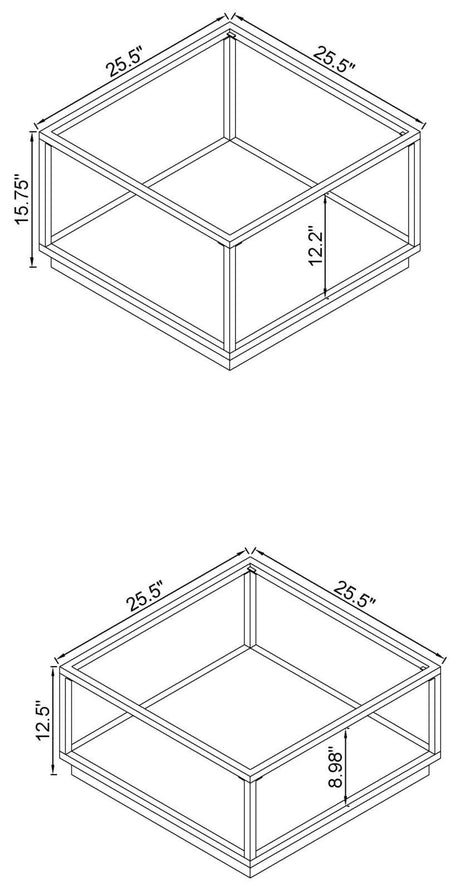 Renee Rose Brass 2-Piece Square Occasional Set by Coaster at Eve Furniture