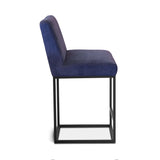Renegade 20" Upholstered Counter Chair in Navy Linen with Antique Zinc Legs