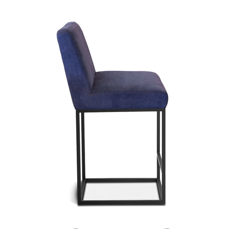 Renegade 20" Upholstered Counter Chair in Navy Linen with Antique Zinc Legs by Home Trends & Design at Eve Furniture
