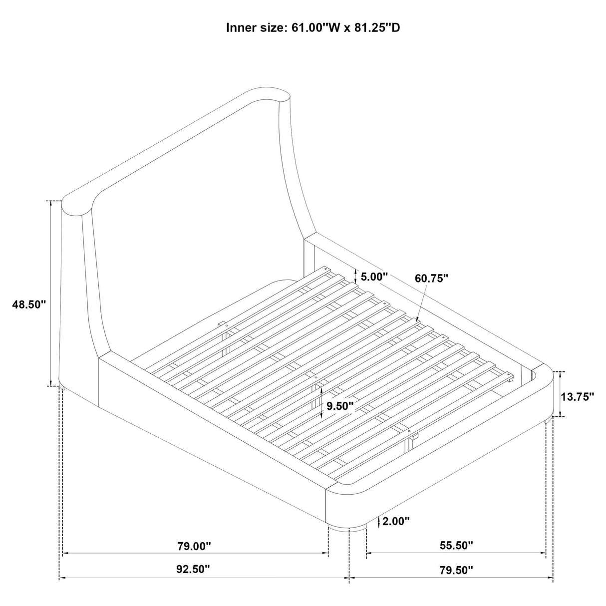 Rennes Grey Upholstered Queen Wingback Platform Bed by Coaster at Eve Furniture