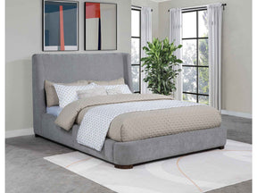 Rennes Grey Upholstered Queen Wingback Platform Bed by Coaster at Eve Furniture