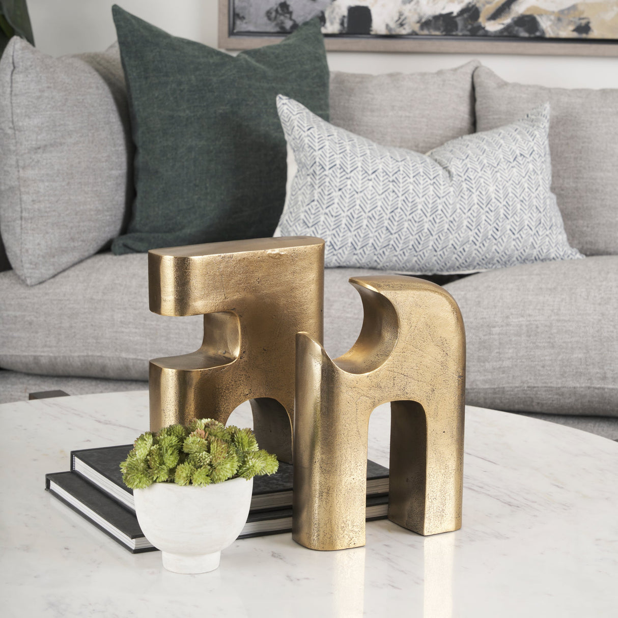 Renni Antiqued Brass Small Decorative Sculpture by Mercana at Eve Furniture