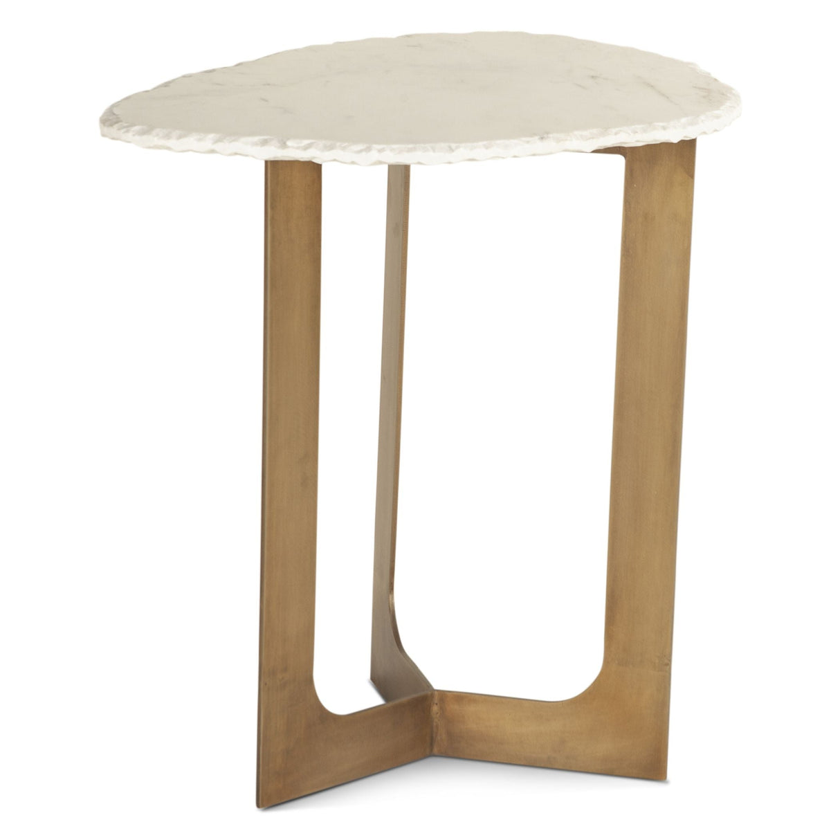 Reno 24" Side Table in White Marble and Antique Brass Base by Home Trends & Design at Eve Furniture